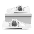 Black And White German Shepherd Print White Low Top Sneakers