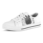 Black And White German Shepherd Print White Low Top Shoes