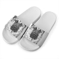 Black And White German Shepherd Print White Slide Sandals