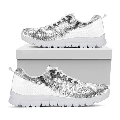 Black And White German Shepherd Print White Sneakers