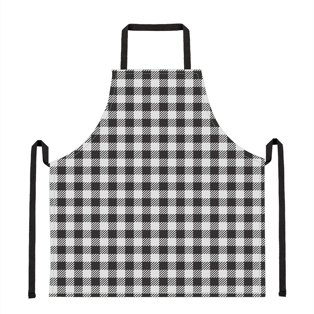 Black And White Gingham Pattern Print Apron