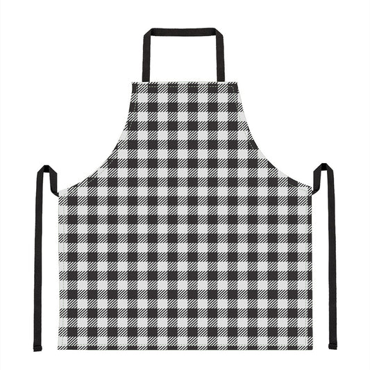 Black And White Gingham Pattern Print Apron