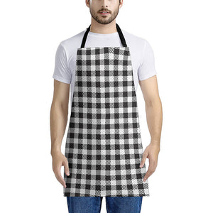 Black And White Gingham Pattern Print Apron