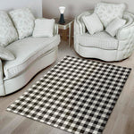 Black And White Gingham Pattern Print Area Rug