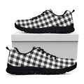 Black And White Gingham Pattern Print Black Running Shoes