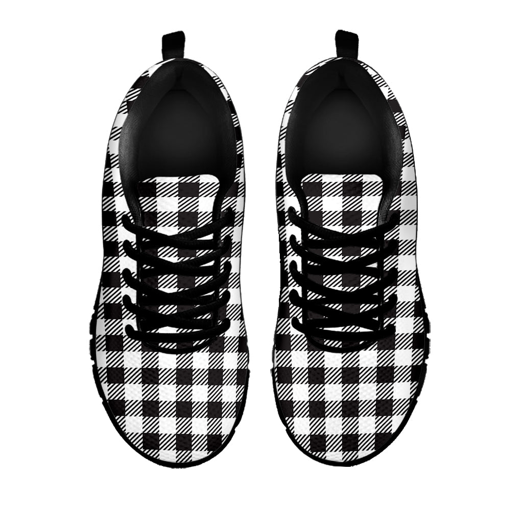Black And White Gingham Pattern Print Black Sneakers