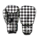 Black And White Gingham Pattern Print Boxing Gloves