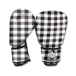 Black And White Gingham Pattern Print Boxing Gloves