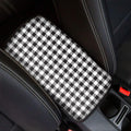 Black And White Gingham Pattern Print Car Center Console Cover