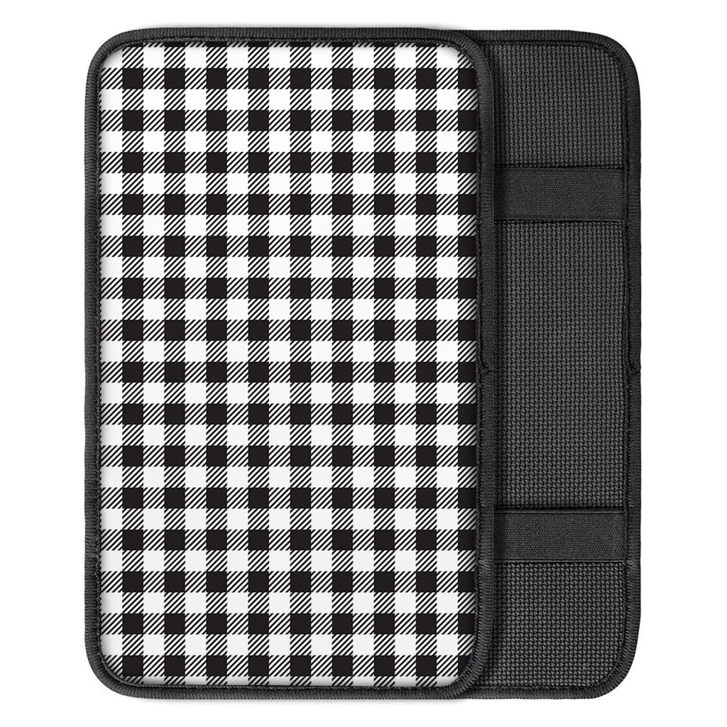 Black And White Gingham Pattern Print Car Center Console Cover