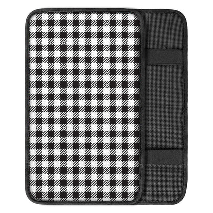Black And White Gingham Pattern Print Car Center Console Cover