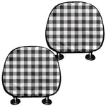Black And White Gingham Pattern Print Car Headrest Covers