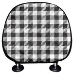 Black And White Gingham Pattern Print Car Headrest Covers