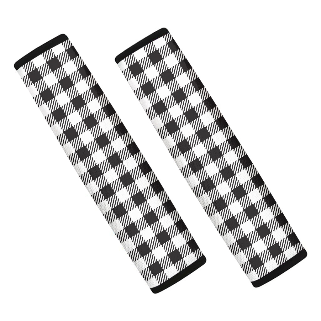 Black And White Gingham Pattern Print Car Seat Belt Covers