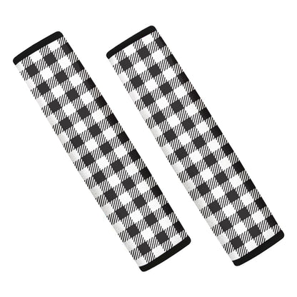 Black And White Gingham Pattern Print Car Seat Belt Covers
