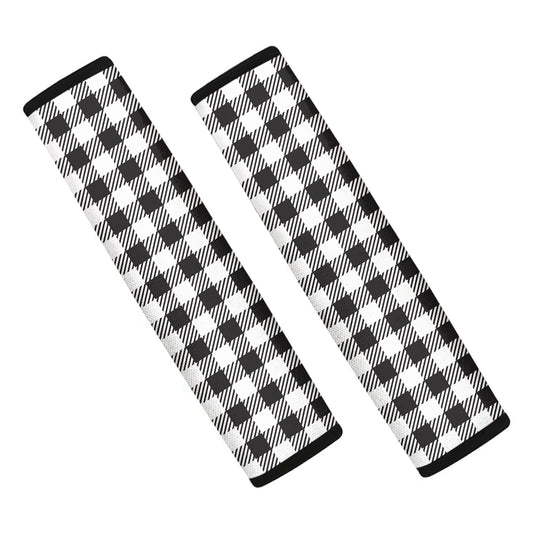Black And White Gingham Pattern Print Car Seat Belt Covers