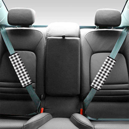 Black And White Gingham Pattern Print Car Seat Belt Covers