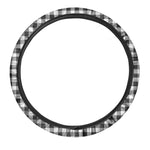 Black And White Gingham Pattern Print Car Steering Wheel Cover
