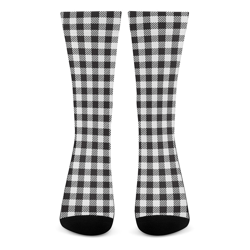 Black And White Gingham Pattern Print Crew Socks