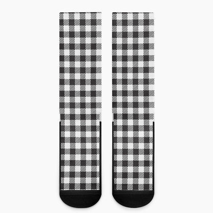 Black And White Gingham Pattern Print Crew Socks