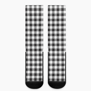 Black And White Gingham Pattern Print Crew Socks