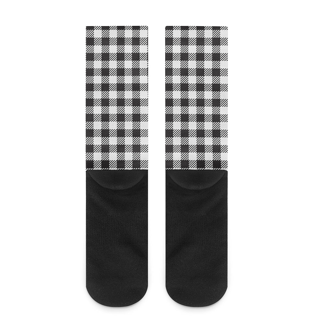 Black And White Gingham Pattern Print Crew Socks