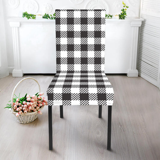 Black And White Gingham Pattern Print Dining Chair Slipcover