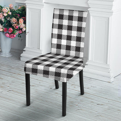 Black And White Gingham Pattern Print Dining Chair Slipcover