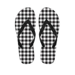 Black And White Gingham Pattern Print Flip Flops