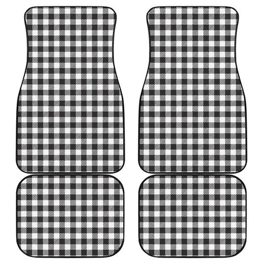 Black And White Gingham Pattern Print Front and Back Car Floor Mats