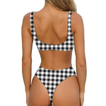 Black And White Gingham Pattern Print Front Bow Tie Bikini