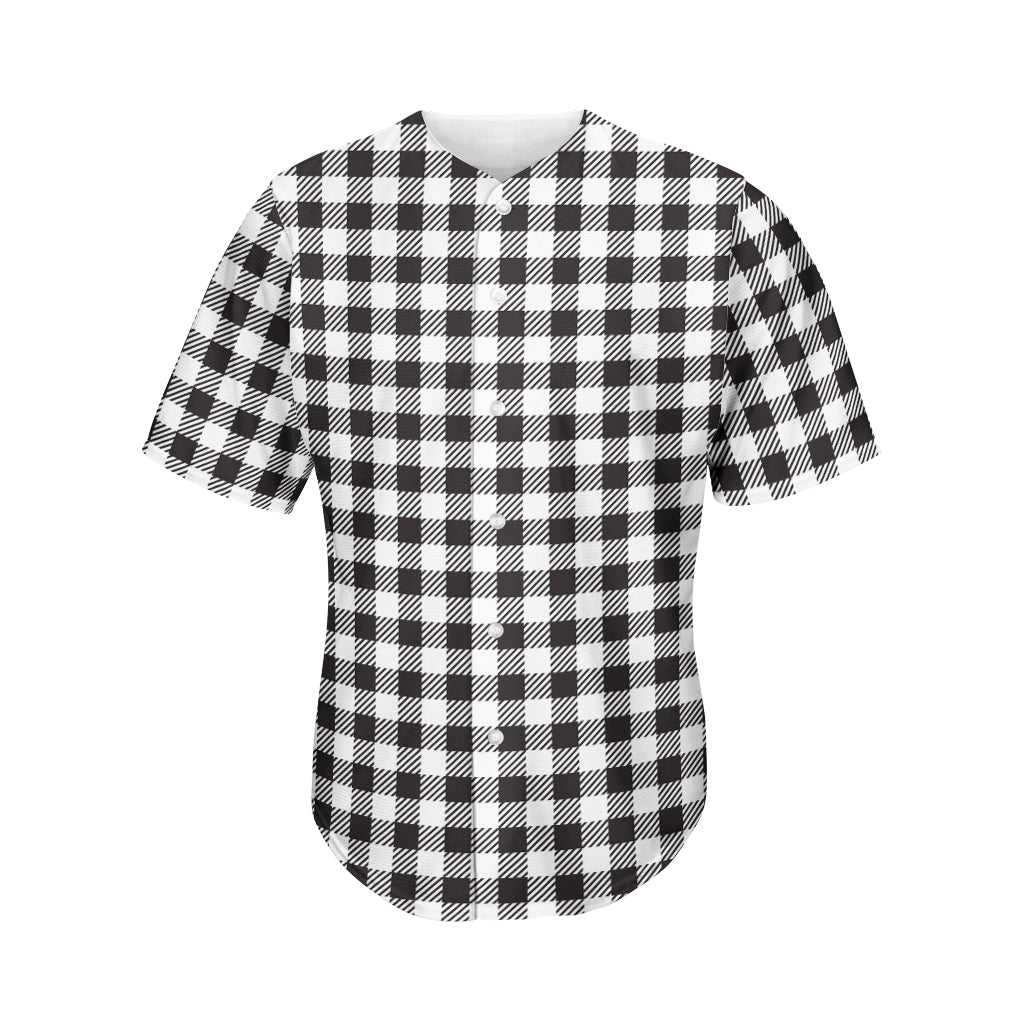 Black And White Gingham Pattern Print Men's Baseball Jersey