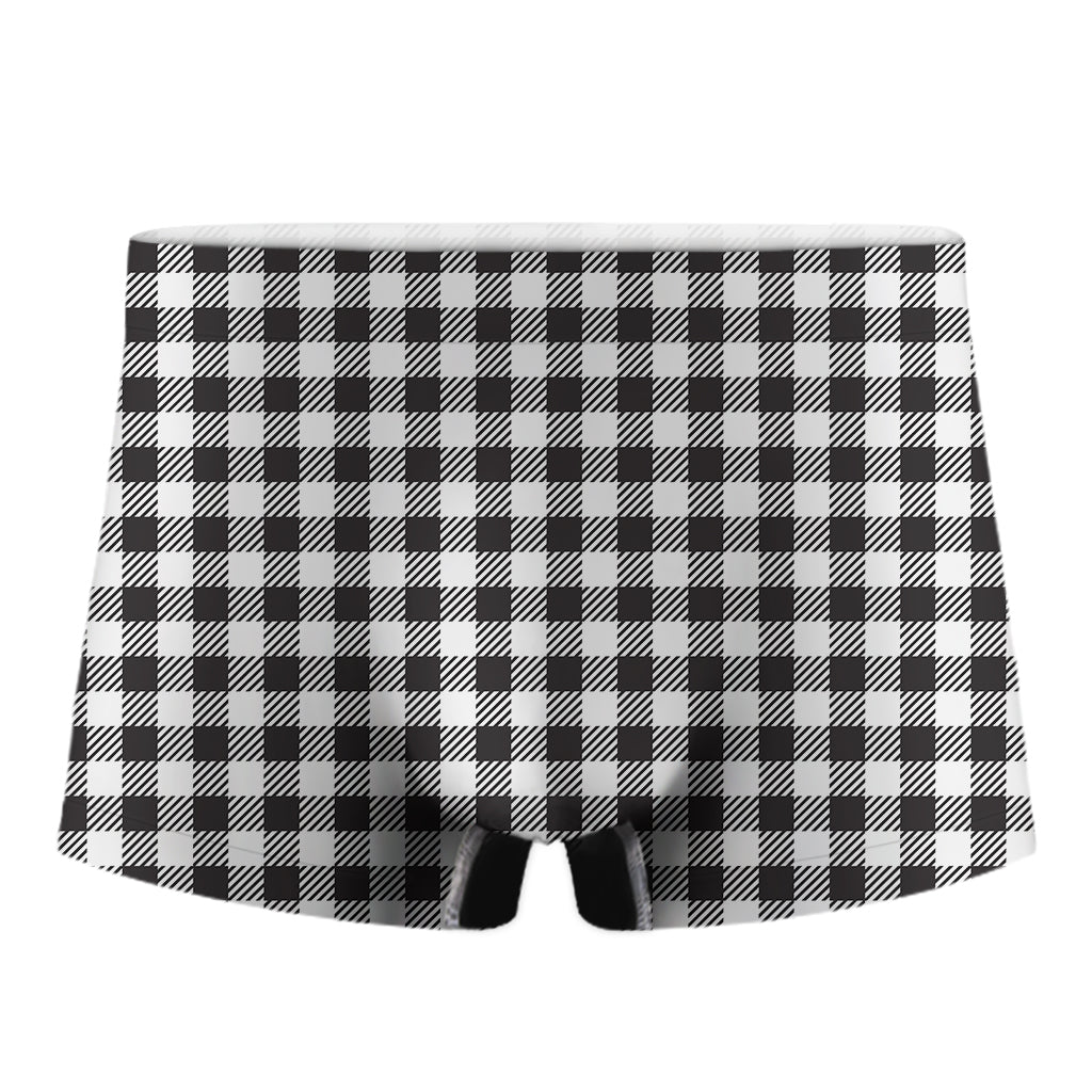 Black And White Gingham Pattern Print Men's Boxer Briefs
