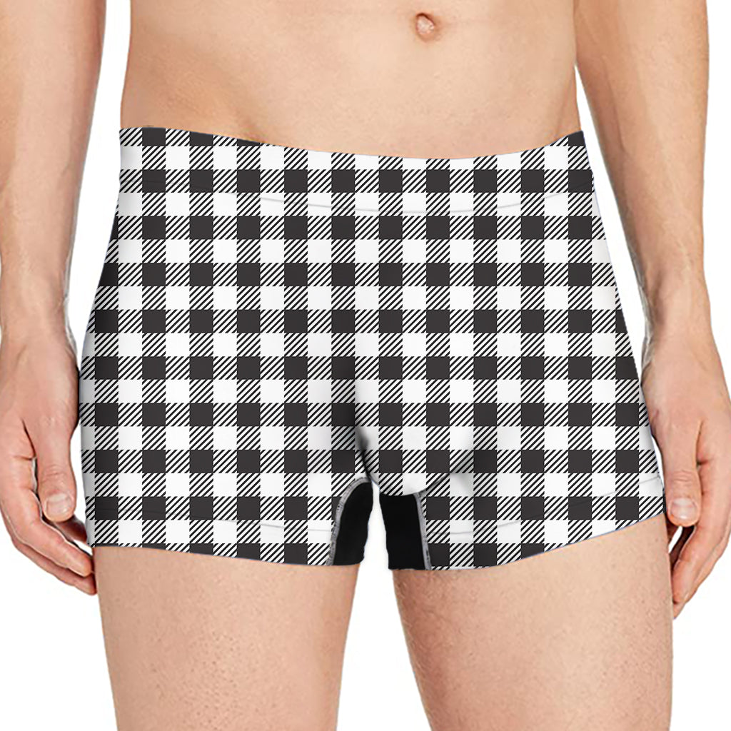 Black And White Gingham Pattern Print Men's Boxer Briefs