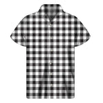 Black And White Gingham Pattern Print Men's Short Sleeve Shirt