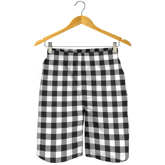 Black And White Gingham Pattern Print Men's Shorts