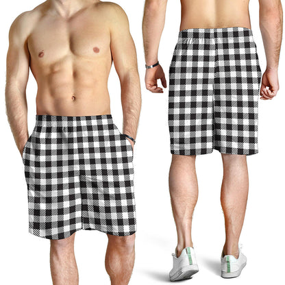Black And White Gingham Pattern Print Men's Shorts