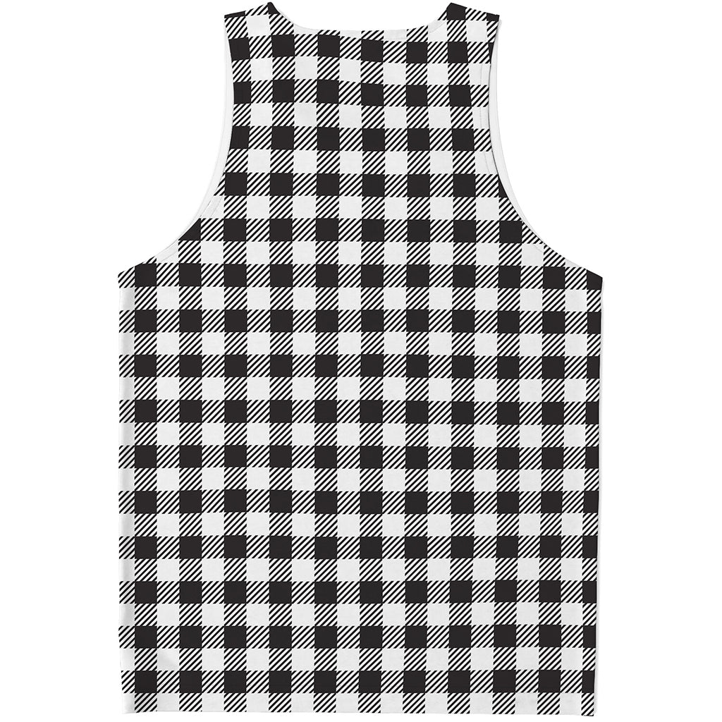 Black And White Gingham Pattern Print Men's Tank Top