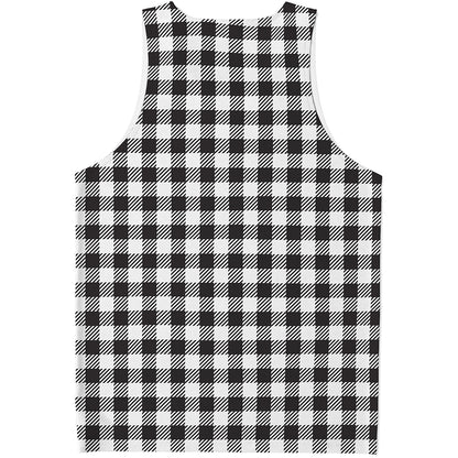 Black And White Gingham Pattern Print Men's Tank Top