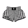 Black And White Gingham Pattern Print Muay Thai Boxing Shorts