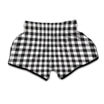 Black And White Gingham Pattern Print Muay Thai Boxing Shorts