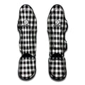 Black And White Gingham Pattern Print Muay Thai Shin Guards