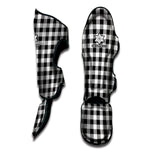 Black And White Gingham Pattern Print Muay Thai Shin Guard