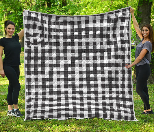 Black And White Gingham Pattern Print Quilt