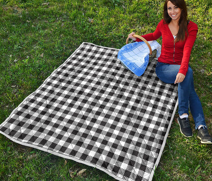 Black And White Gingham Pattern Print Quilt