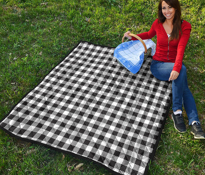 Black And White Gingham Pattern Print Quilt