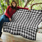 Black And White Gingham Pattern Print Quilt