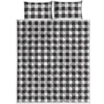 Black And White Gingham Pattern Print Quilt Bed Set