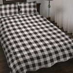 Black And White Gingham Pattern Print Quilt Bed Set