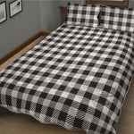 Black And White Gingham Pattern Print Quilt Bed Set